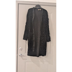 Women's Chico's Black Velvet Textured Open Front Jacket S